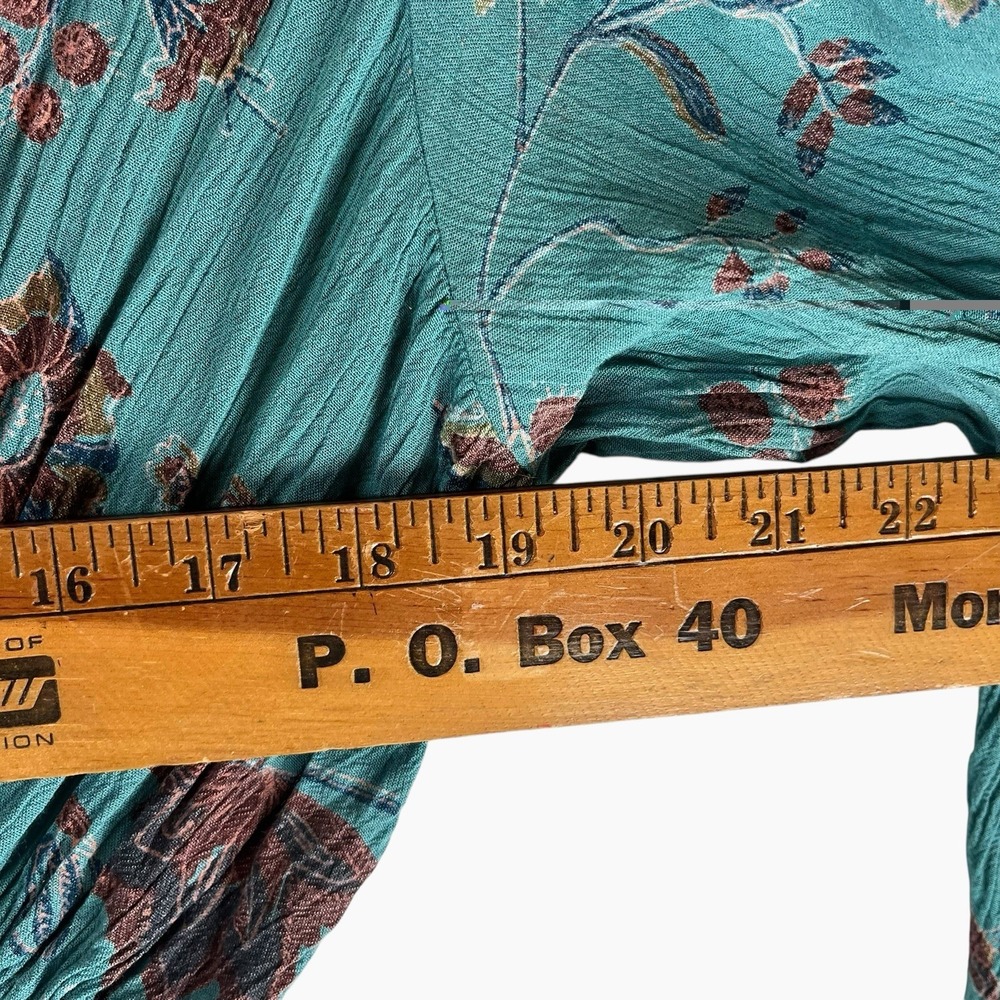 J. Glee Turquoise Floral Dress 3X Flower Dolman Sleeve V-Neck Button Up Crepe - Picture 8 of 10